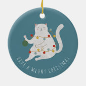 Met een Meowy kerstfeestlampje Keramisch Ornament (Achterkant)