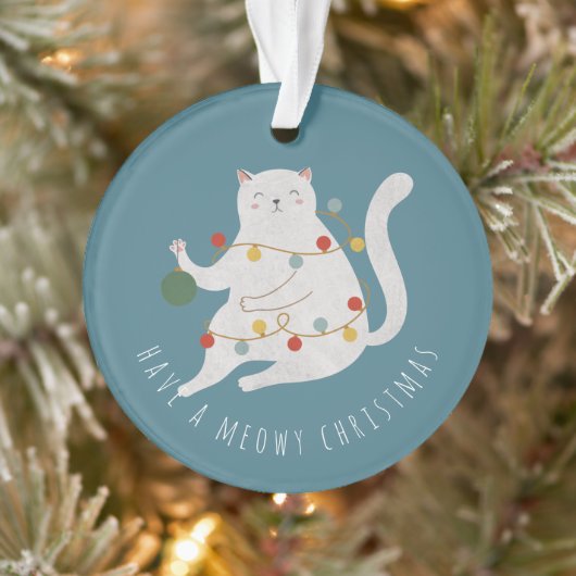 Met een Meowy kerstfeestlampje Ornament (Boom)