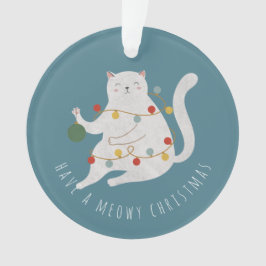 Met een Meowy kerstfeestlampje Ornament