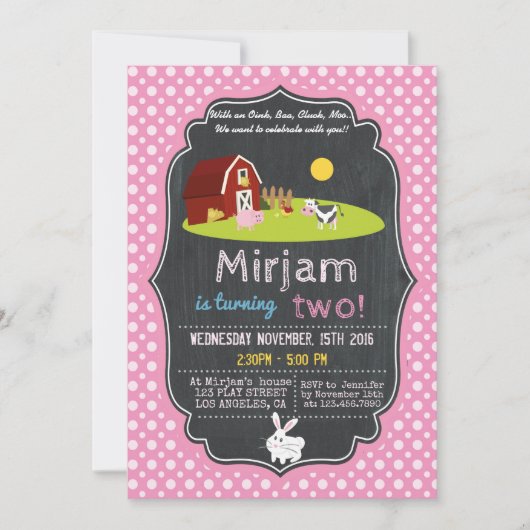 MET EEN OINK, BAA, CLUCK, MOO BOERDERIJ BIRTHDAY KAART (Voorkant)