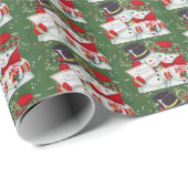 met een oud kerstsneeuwstel vol retro - vintage cadeaupapier (Rol Hoek)