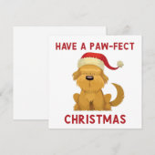 Met een paarse Kerstmis // Kute Dog Kerstmis Feestdagenkaart (Voorkant / Achterkant)