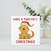 Met een paarse Kerstmis // Kute Dog Kerstmis Feestdagenkaart (Staand voorkant)