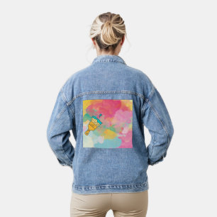 met een penseel beschilderd denim jacket