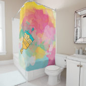 met een penseel beschilderd douchegordijn (In situ)