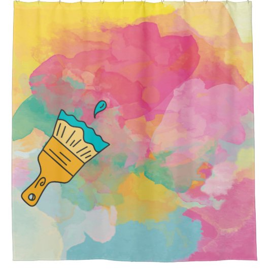 met een penseel beschilderd douchegordijn (Voorkant)