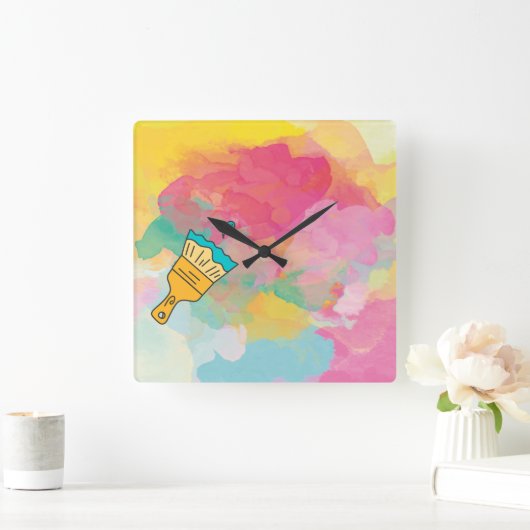 met een penseel beschilderd vierkante klok (Huis)