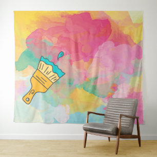 met een penseel beschilderd wandkleed