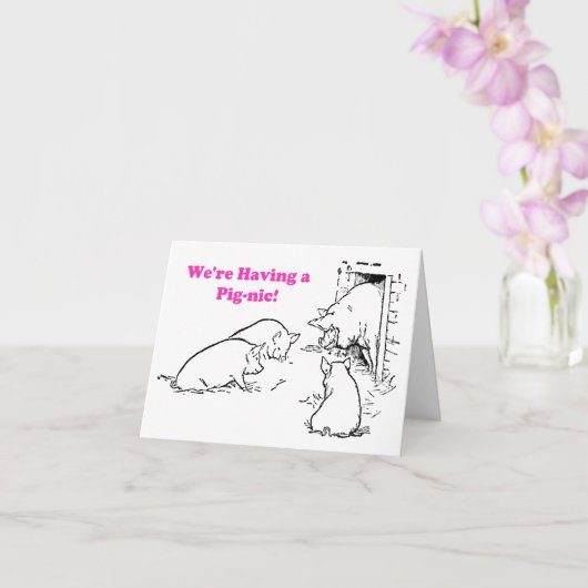 Met een Pig-Nic Picknick Funny Pig Cartoon Kaart (Orchidee)