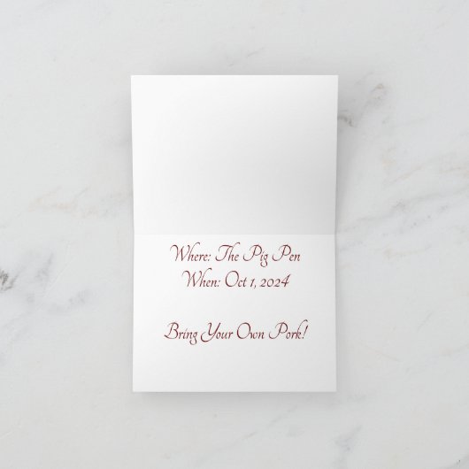 Met een Pig-Nic Picknick Funny Pig Cartoon Kaart (Binnen)