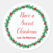 Met een prettige kerst, een feestdag. ronde sticker (Voorkant)