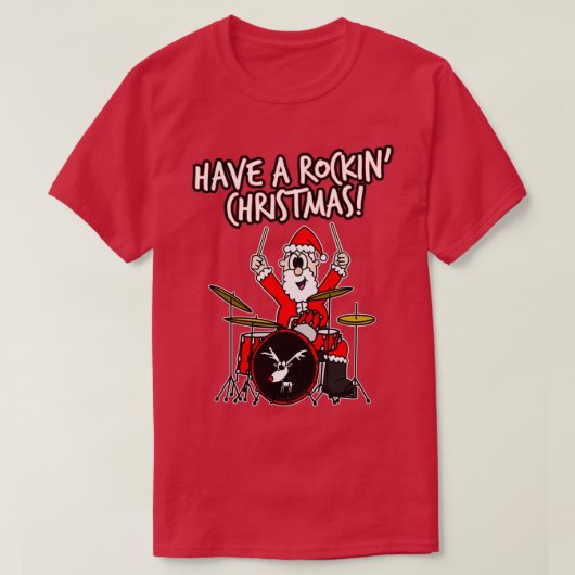 Met een Rockinx27 kerstkerstkerstkerstdrummer T-shirt (Design voorkant)