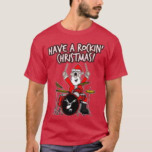 Met een Rockinx27 kerstkerstkerstkerstdrummer T-shirt