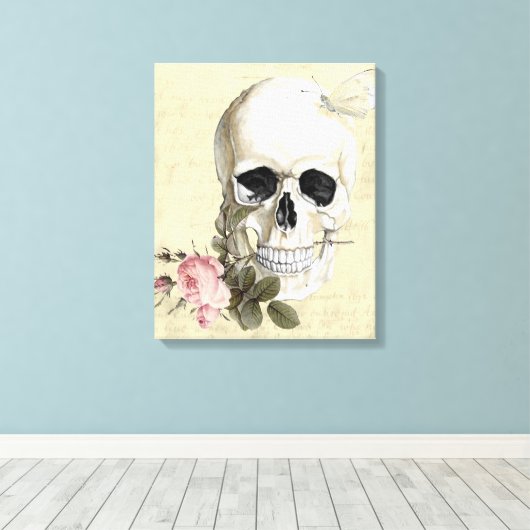 Met een roos tussen mijn tanden canvas afdruk (Insitu (Houten vloer))