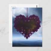 Met een thread - Paarse Storm- en hartkleding Briefkaart (Voorkant / Achterkant)