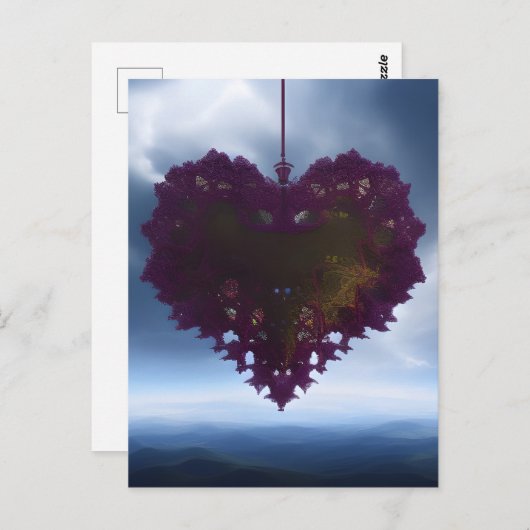 Met een thread - Paarse Storm- en hartkleding Briefkaart (Voorkant / Achterkant)