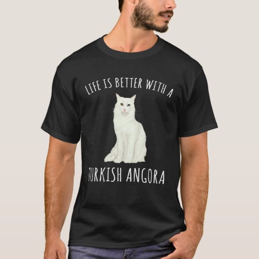 Met een Turkse Angora kat T-shirt (Voorkant)