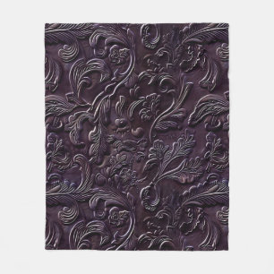  met eierplant bewerkt leer fleece deken