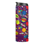 Met eigen tekst 🎾 Eclectische tennis 🎾 patroon p Thermosbeker (Geroteerd rechts)