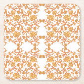 met Elegant Oranje en Wit Bloemendessertpapier Kartonnen Onderzetters (Voorkant)
