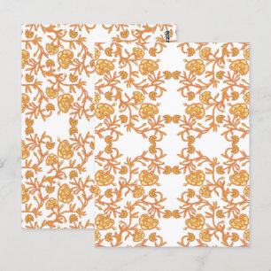 met Elegant Sinaasappel en wit bloemetjesbehang Briefkaart