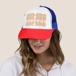 met Elegant Sinaasappel en wit bloemetjesbehang Trucker Pet