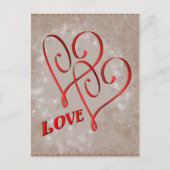Met elkaar verstrengelde rode harten  briefkaart (Voorkant)