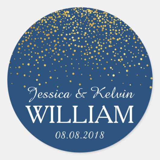 Met Faux Gold glitter confetti / stippen met Nav Ronde Sticker (Voorkant)