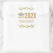 Met Faux Gold Lace & Diamonds Afstudeerder Pet Squ Ronde Sticker (Tas)