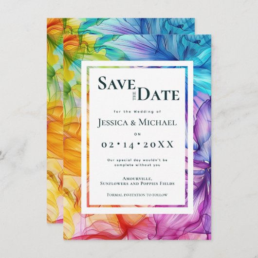 Met foto aan de achterkant Eetherische Bloom Save The Date (Voorkant / Achterkant)