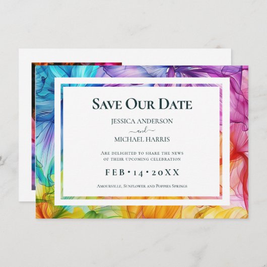 Met foto aan de achterkant Eetherische Bloom Save The Date (Voorkant / Achterkant)