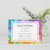 Met foto aan de achterkant Eetherische Bloom Save The Date (Staand voorkant)