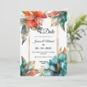 Met foto aan de achterkant Hibiscus Serenade Parad Save The Date (Staand voorkant)