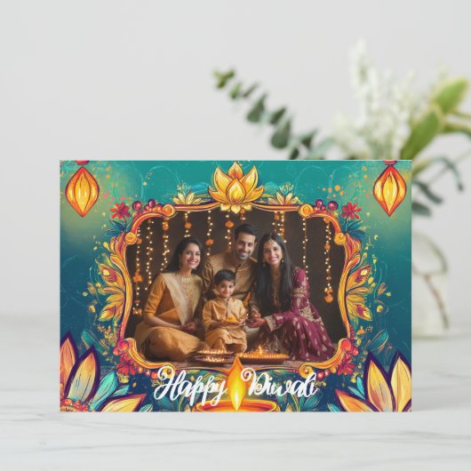 Met Foto & aangepaste tekst Diya Dreams kaart (Staand voorkant)