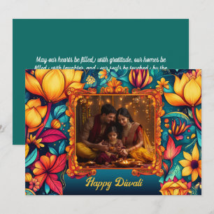 Met Foto & aangepaste tekst Floral Joy Diwali