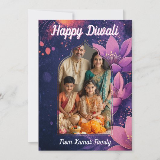 Met Foto & aangepaste tekst Glow & lotus, kaart (Voorkant)