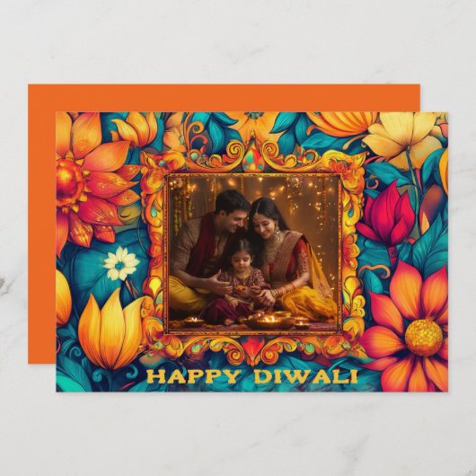 Met Foto & aangepaste tekst Happy Diwali (Voorkant / Achterkant)