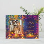 Met foto & aangepaste tekst Prettig Divali (Staand voorkant)