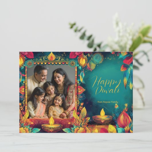 Met Foto & aangepaste tekst Radiant Turquoise Diwa (Staand voorkant)