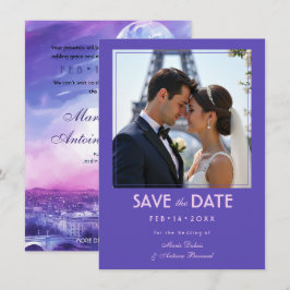 Met foto Amour Éternel Eiffel-omhelzing Save The Date