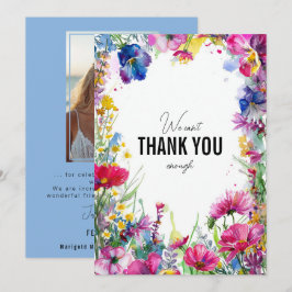 Met foto blauw Bedankt Meadow Blooms Collectie