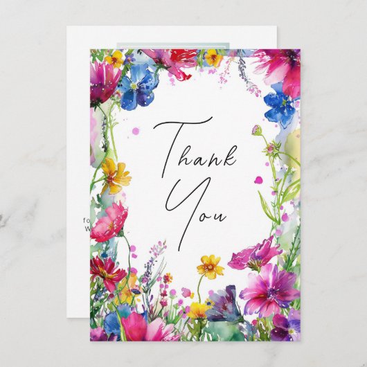 Met foto Dank u Meadow Blooms Collectie Bedankkaart (Voorkant / Achterkant)