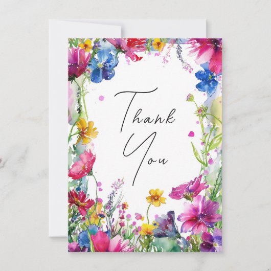 Met foto Dank u Meadow Blooms Collectie Bedankkaart (Voorkant)