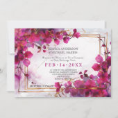 Met foto Fuchsia Enchantment: Waterverf bruiloft Kaart (Voorkant)