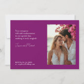 Met foto Fuchsia Enchantment: Waterverf bruiloft Kaart (Achterkant)