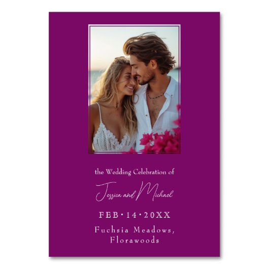 💍Met foto Fuchsia Enchantment Waterverf Kaart (Achterkant)