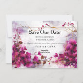 Met foto Fuchsia Enchantment: Waterverf Save The Date (Voorkant)