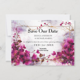 Met foto Fuchsia Enchantment: Waterverf Save The Date