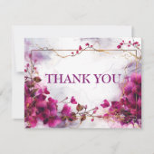 Met foto fushsia betovering: Waterverf bruiloft Bedankkaart (Voorkant)