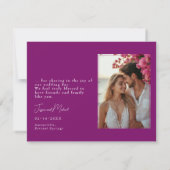 Met foto fushsia betovering: Waterverf bruiloft Bedankkaart (Achterkant)